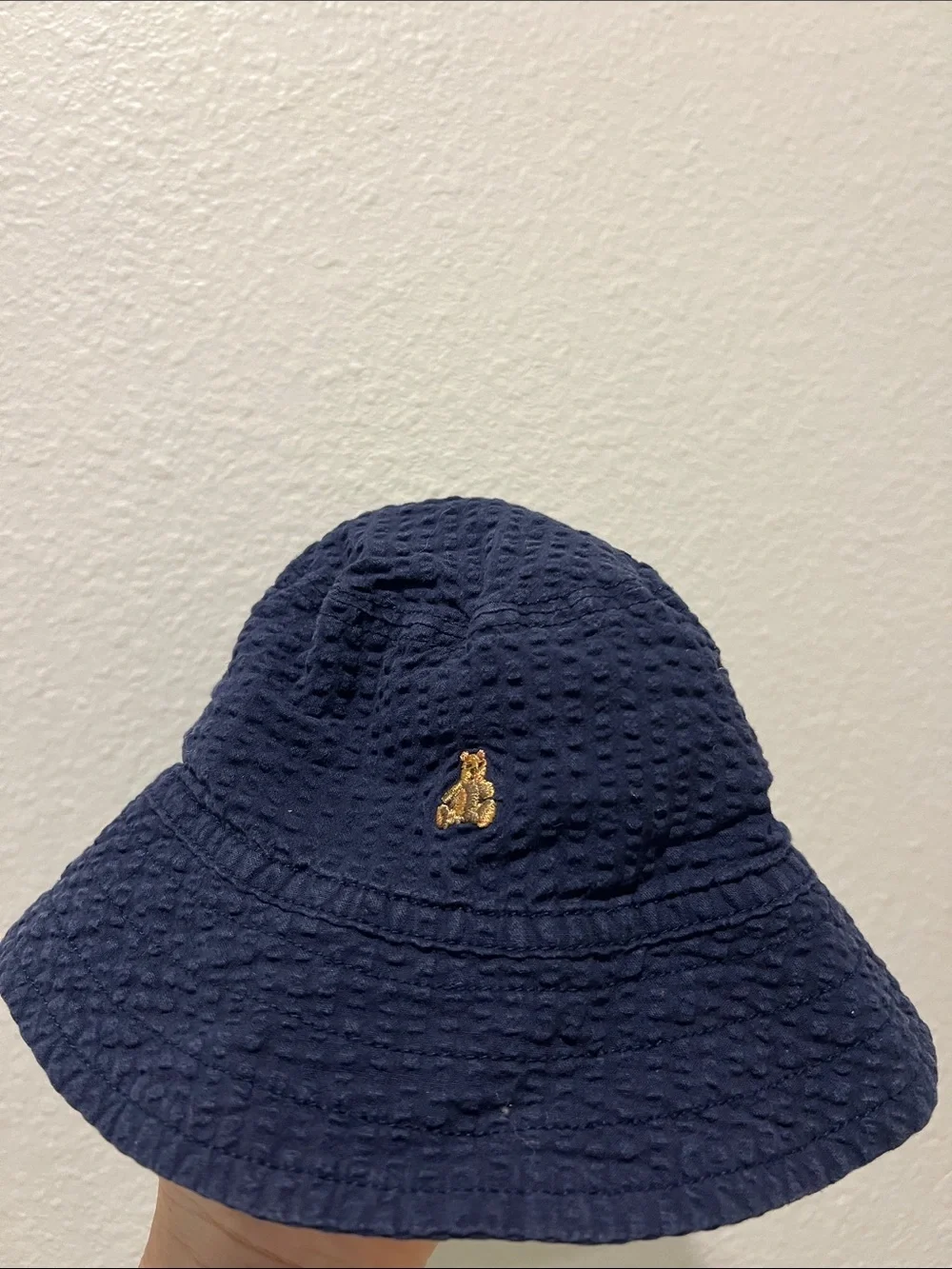 GAP Navy Blue Short-Sleeve Button Romper and Hat